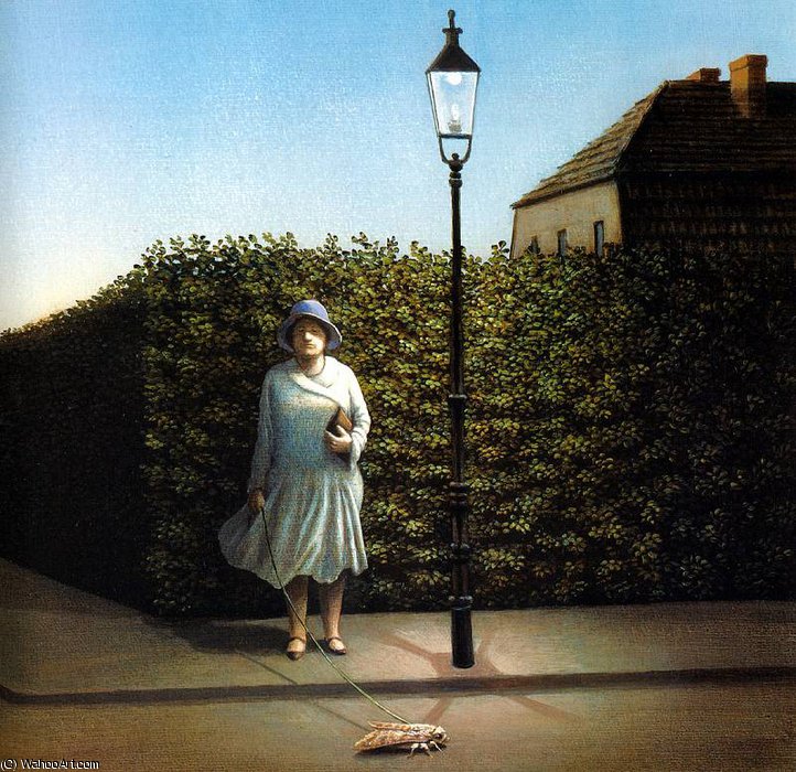 WikiOO.org - Enciclopedia of Fine Arts - Pictura, lucrări de artă Michael Sowa - Woman with Moth