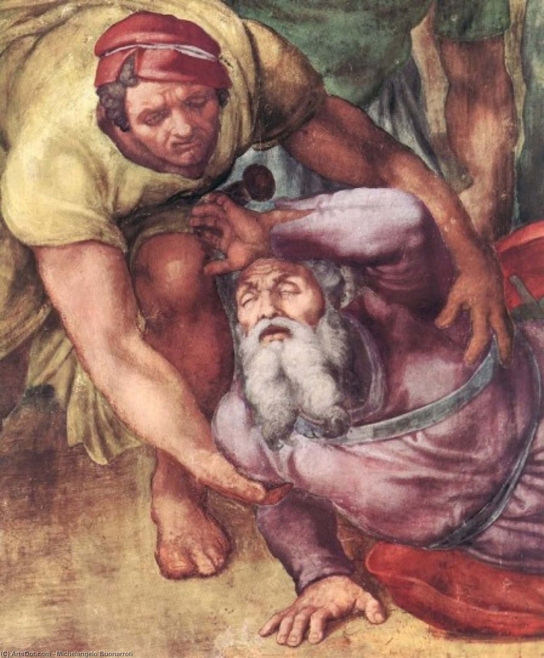Wikioo.org – La Enciclopedia de las Bellas Artes - Pintura, Obras de arte de Michelangelo Buonarroti - La conversión de Saulo Detalle  -