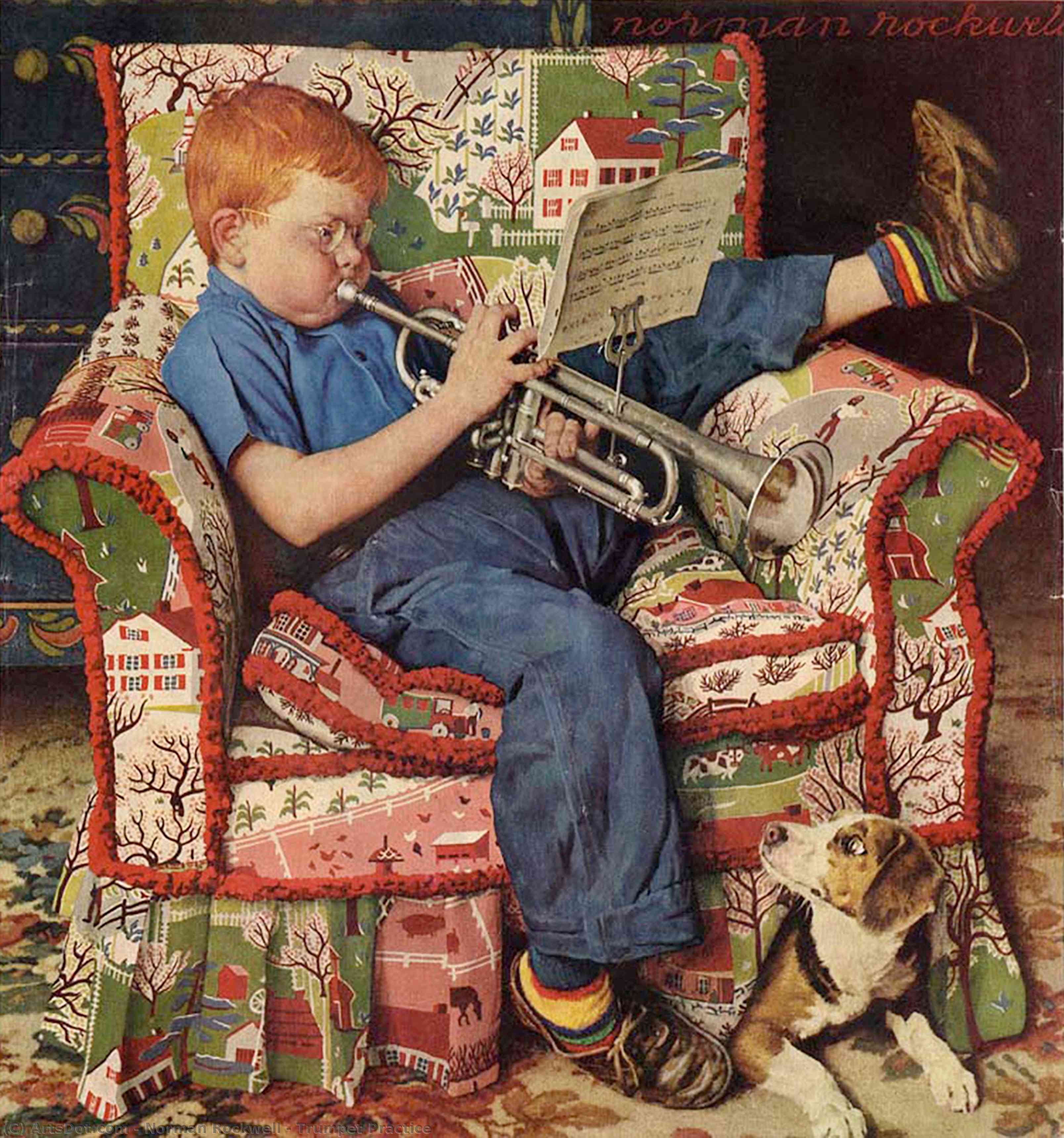 WikiOO.org - Enciklopedija likovnih umjetnosti - Slikarstvo, umjetnička djela Norman Rockwell - Trumpet Practice