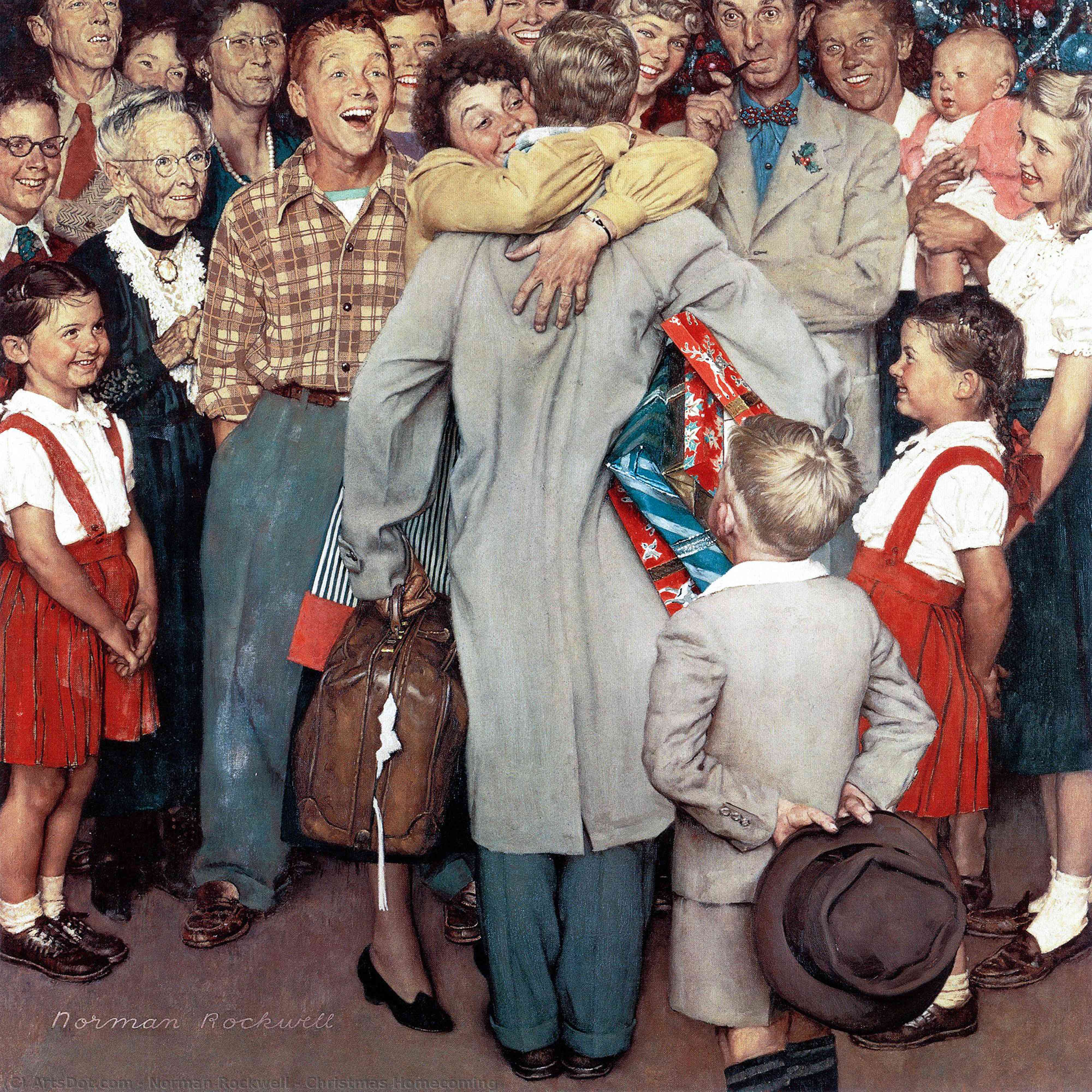 Wikioo.org - The Encyclopedia of Fine Arts - Painting, Artwork by Norman Rockwell - Christmas Homecoming