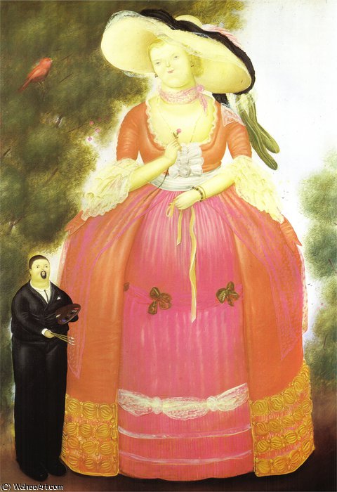 Wikioo.org - The Encyclopedia of Fine Arts - Painting, Artwork by Fernando Botero Angulo - autoportrait avec madame pompadour