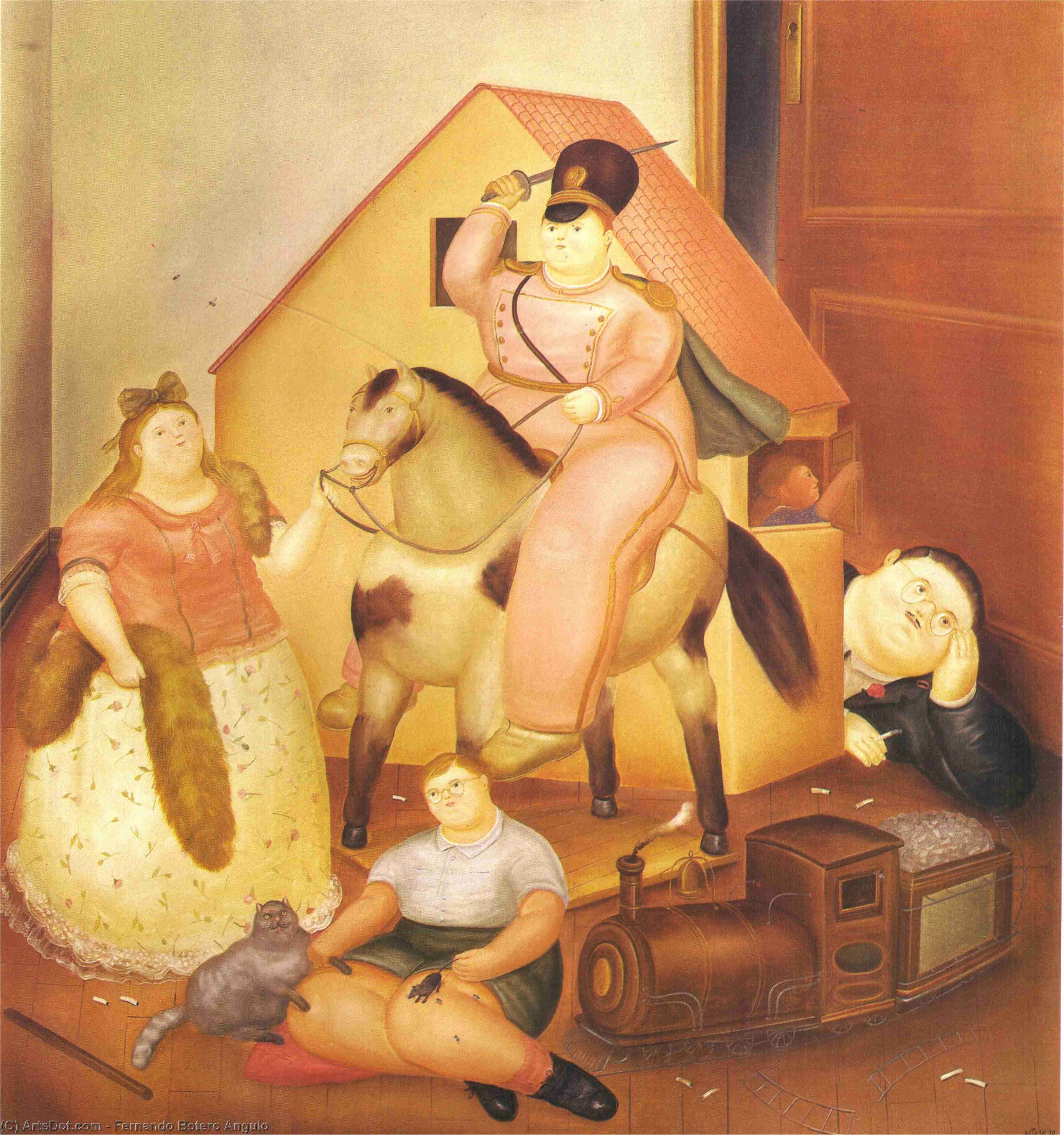 Wikioo.org - The Encyclopedia of Fine Arts - Painting, Artwork by Fernando Botero Angulo - chambre avec jeux d'enfants