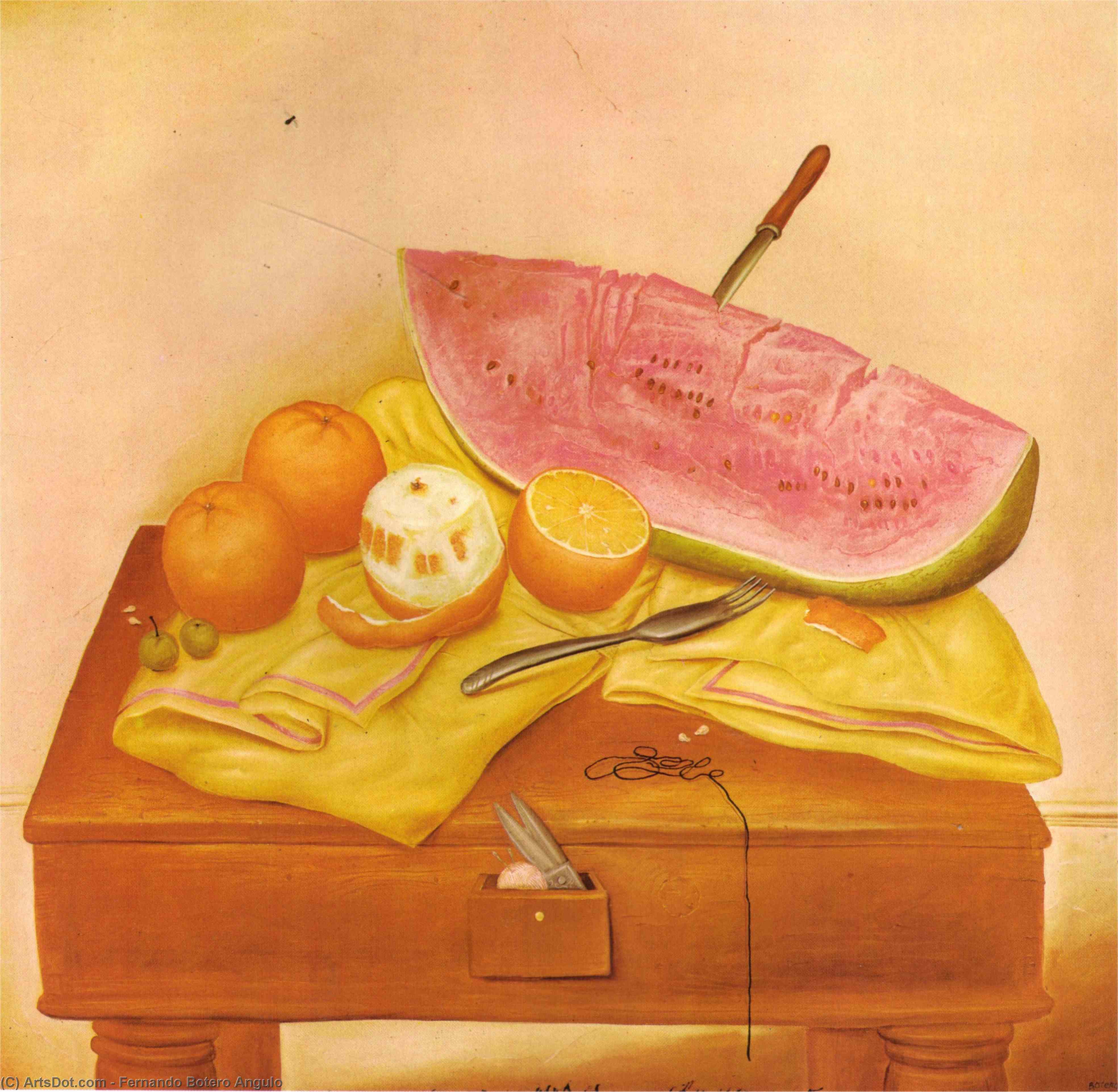 Wikioo.org - The Encyclopedia of Fine Arts - Painting, Artwork by Fernando Botero Angulo - pastèques et oranges