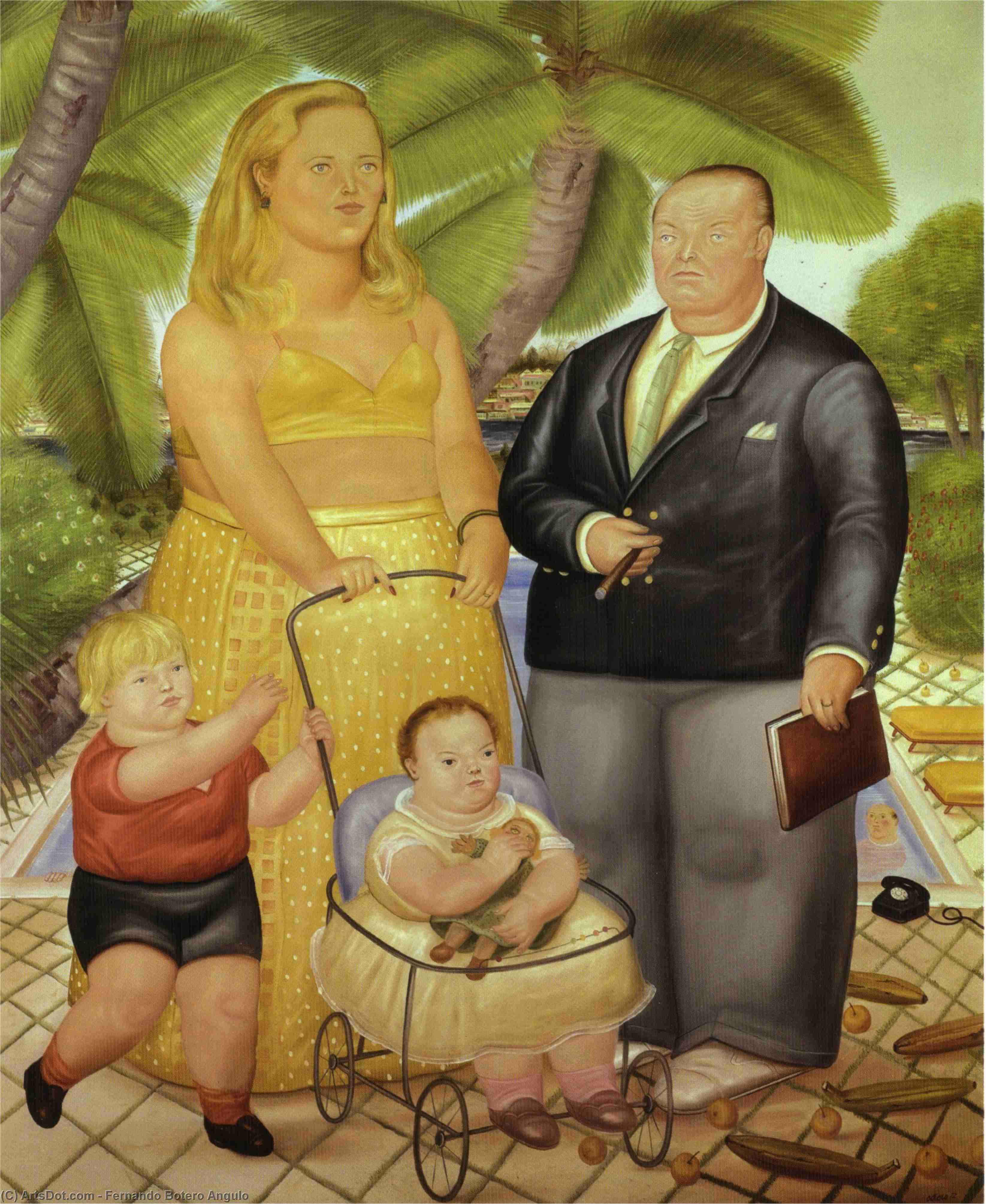 WikiOO.org - Encyclopedia of Fine Arts - Målning, konstverk Fernando Botero Angulo - Frank Lloyd et sa famille à paradise island