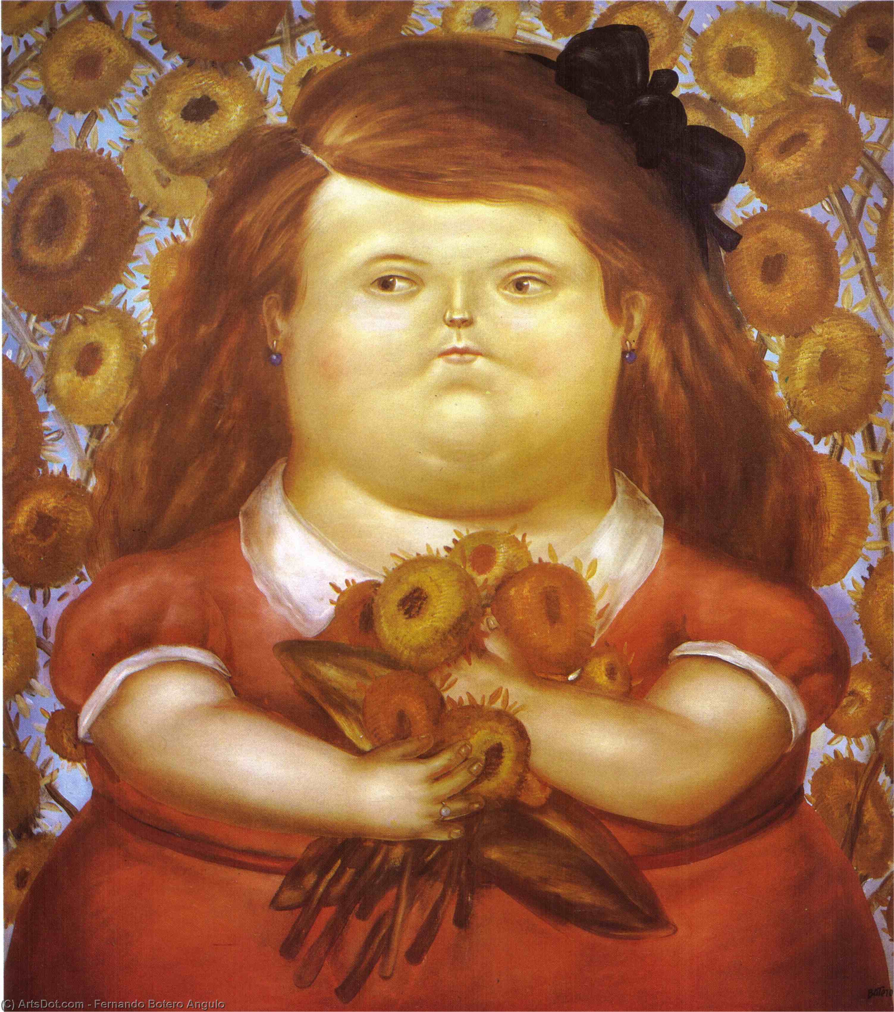 Wikioo.org - The Encyclopedia of Fine Arts - Painting, Artwork by Fernando Botero Angulo - femme aux fleurs