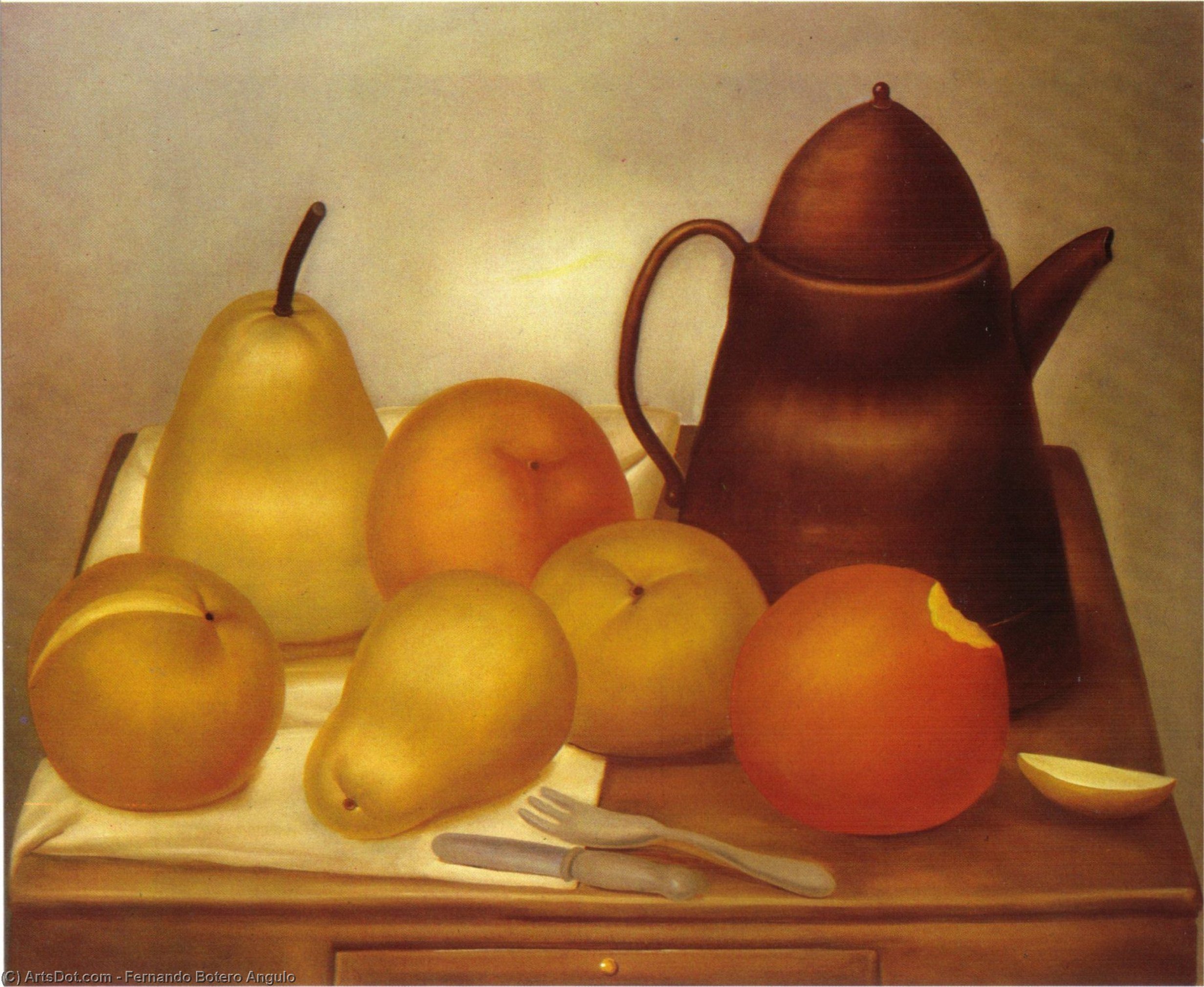 WikiOO.org - Enciklopedija dailės - Tapyba, meno kuriniai Fernando Botero Angulo - nature morte à la cafetière