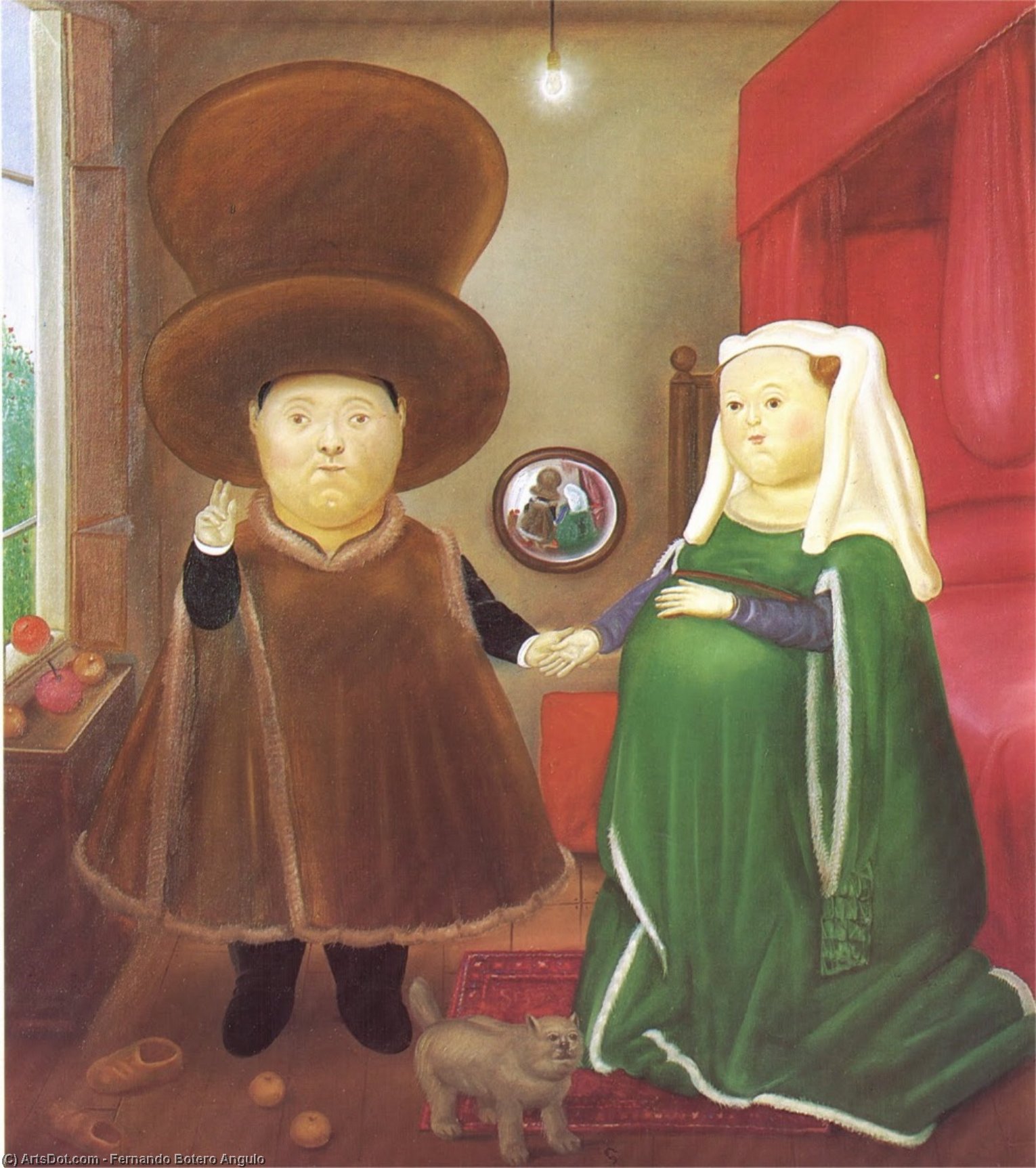 Wikioo.org - The Encyclopedia of Fine Arts - Painting, Artwork by Fernando Botero Angulo - les époux Arnolfini d'après Van Eyck
