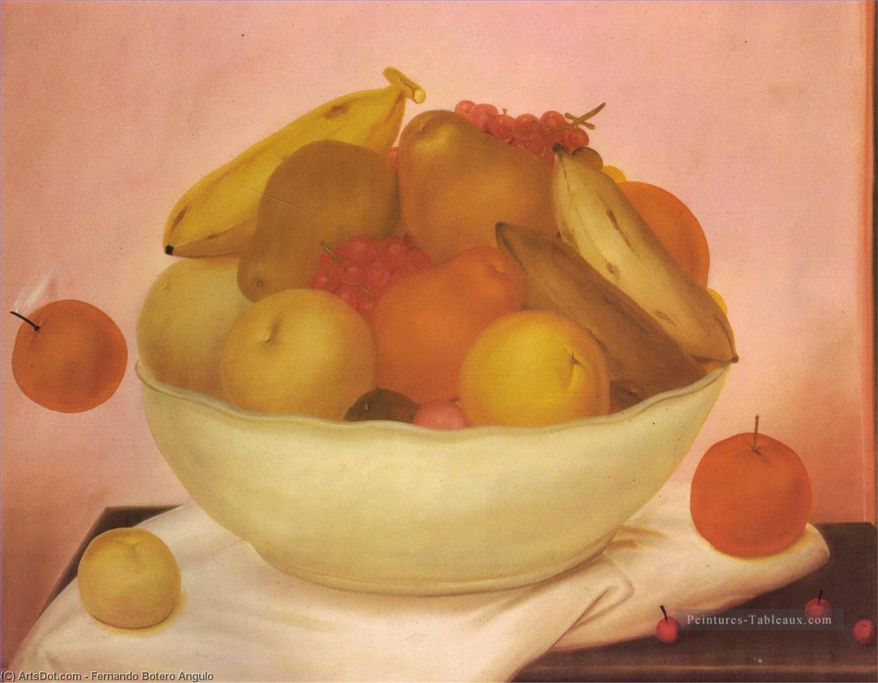 WikiOO.org - Enciklopedija dailės - Tapyba, meno kuriniai Fernando Botero Angulo - nature morte à l'orange qui tombe
