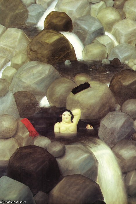 Wikoo.org - موسوعة الفنون الجميلة - اللوحة، العمل الفني Fernando Botero Angulo - la cascade