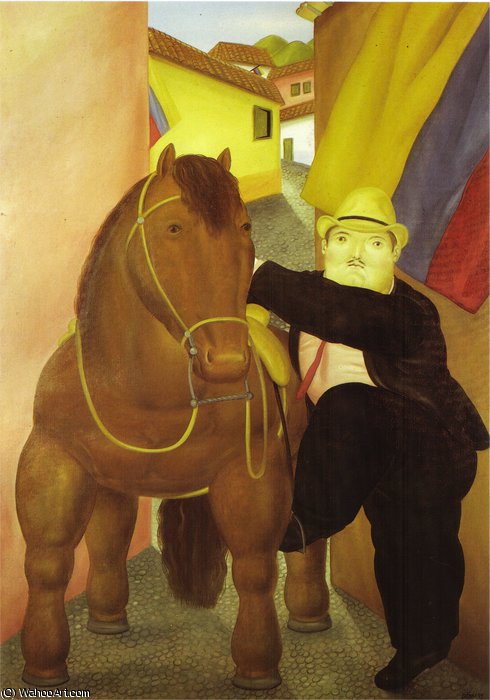 Wikioo.org - The Encyclopedia of Fine Arts - Painting, Artwork by Fernando Botero Angulo - homme et cheval