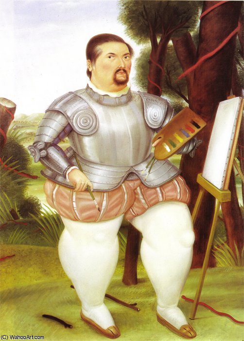 WikiOO.org - Encyclopedia of Fine Arts - Maľba, Artwork Fernando Botero Angulo - autoportrait en coquistador espagnol