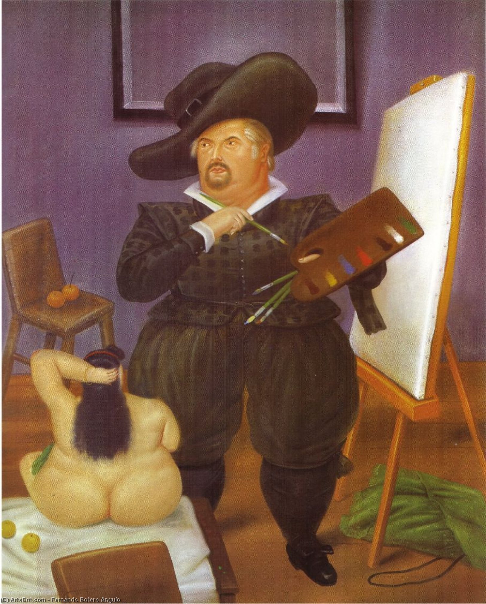 Wikioo.org - The Encyclopedia of Fine Arts - Painting, Artwork by Fernando Botero Angulo - autoportrait en Velasquez