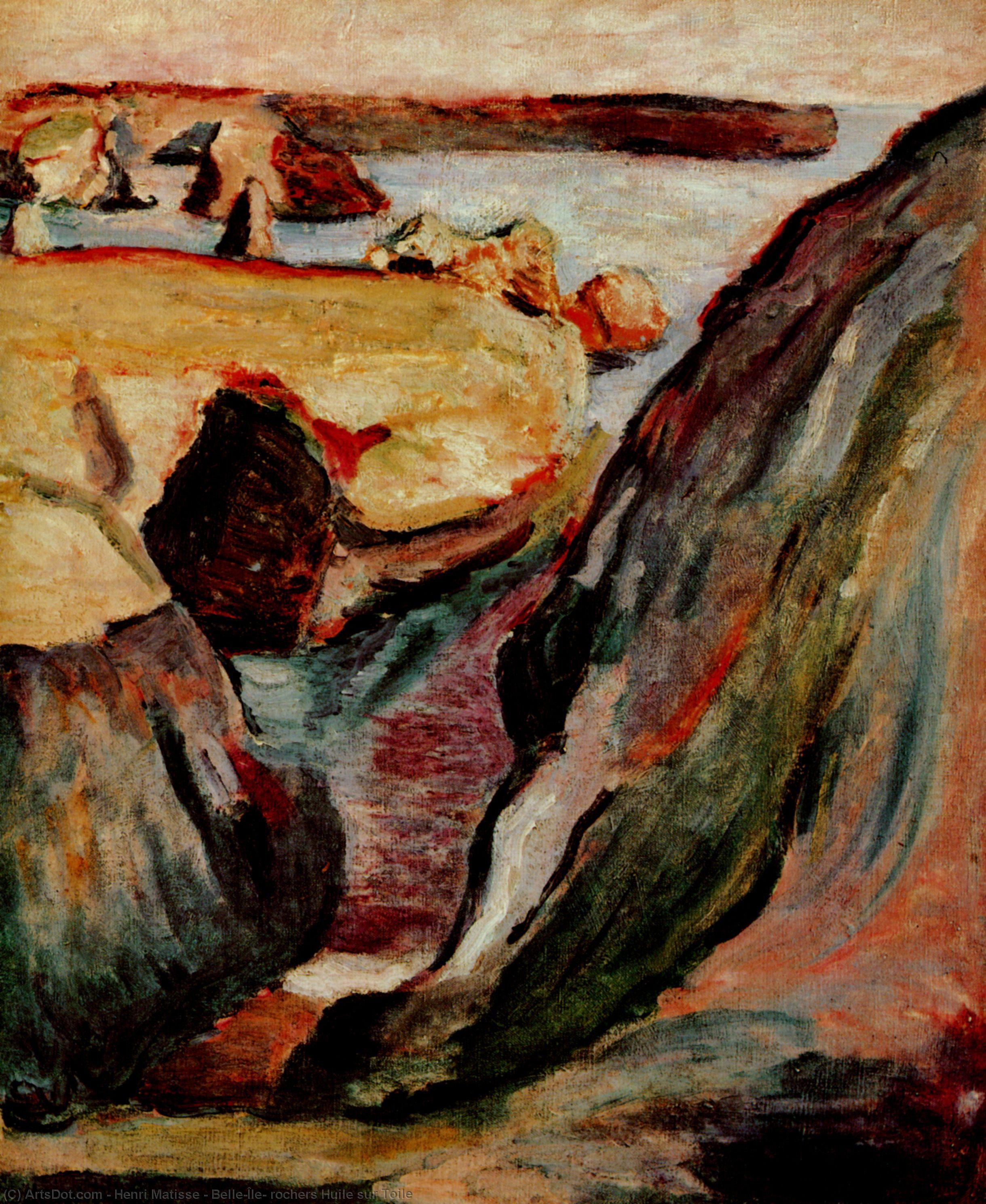 WikiOO.org - Encyclopedia of Fine Arts - Malba, Artwork Henri Matisse - Belle-Île, rochers Huile sur Toile