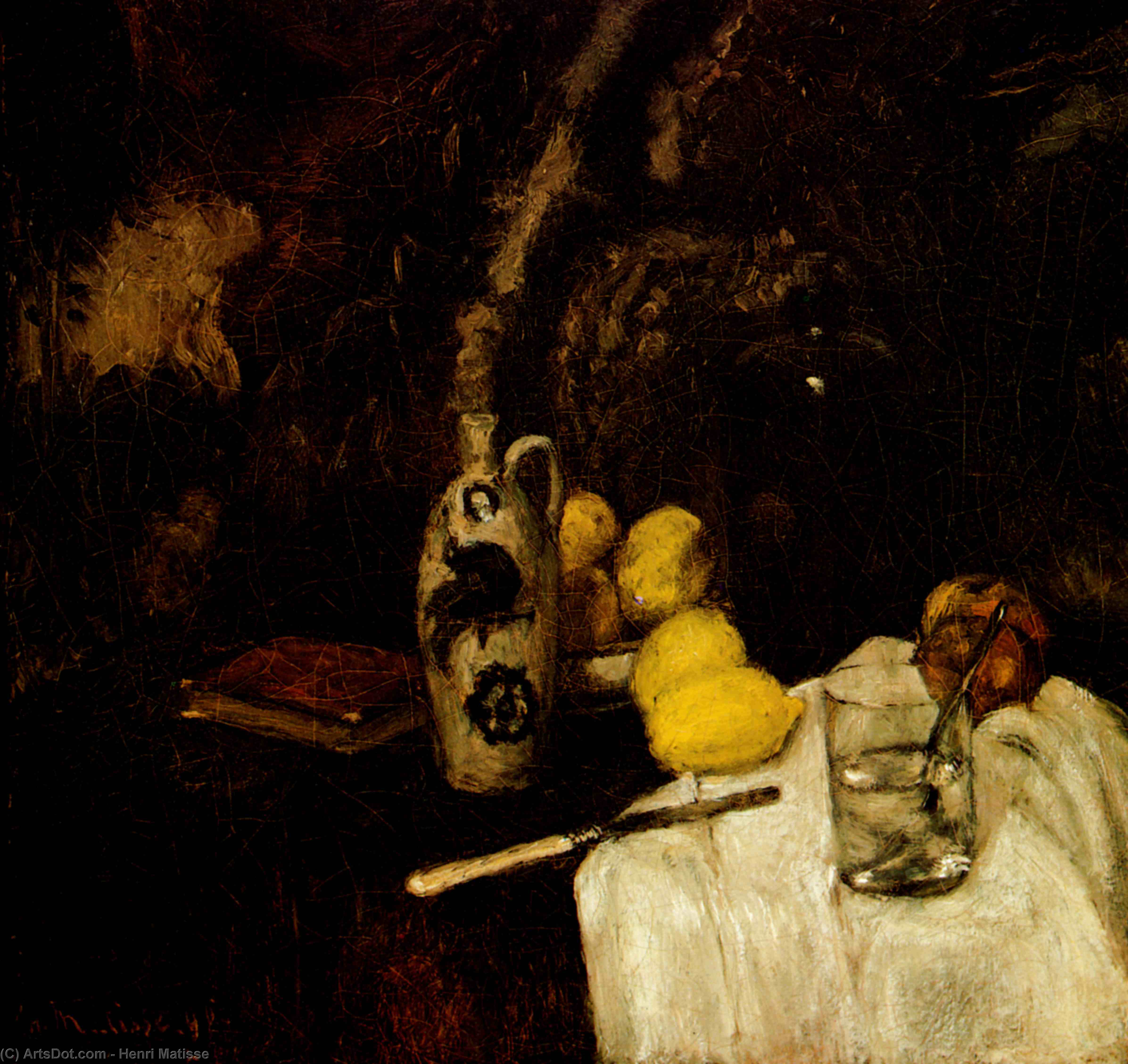 Wikioo.org - สารานุกรมวิจิตรศิลป์ - จิตรกรรม Henri Matisse - Les citrons et la bouteille de Schiedam Huile sur Toile New York, Museum of Modern Art