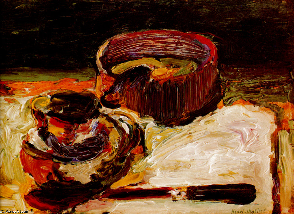 Wikioo.org – L'Encyclopédie des Beaux Arts - Peinture, Oeuvre de Henri Matisse - Nature morte aux pot à d'étain de huile toile - ( 23x33cm . jpg )