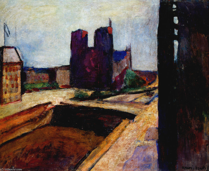 Wikioo.org – La Enciclopedia de las Bellas Artes - Pintura, Obras de arte de Henri Matisse - nuestra señora au murciélago violeta Aceite sur Lienzo particuliére colección