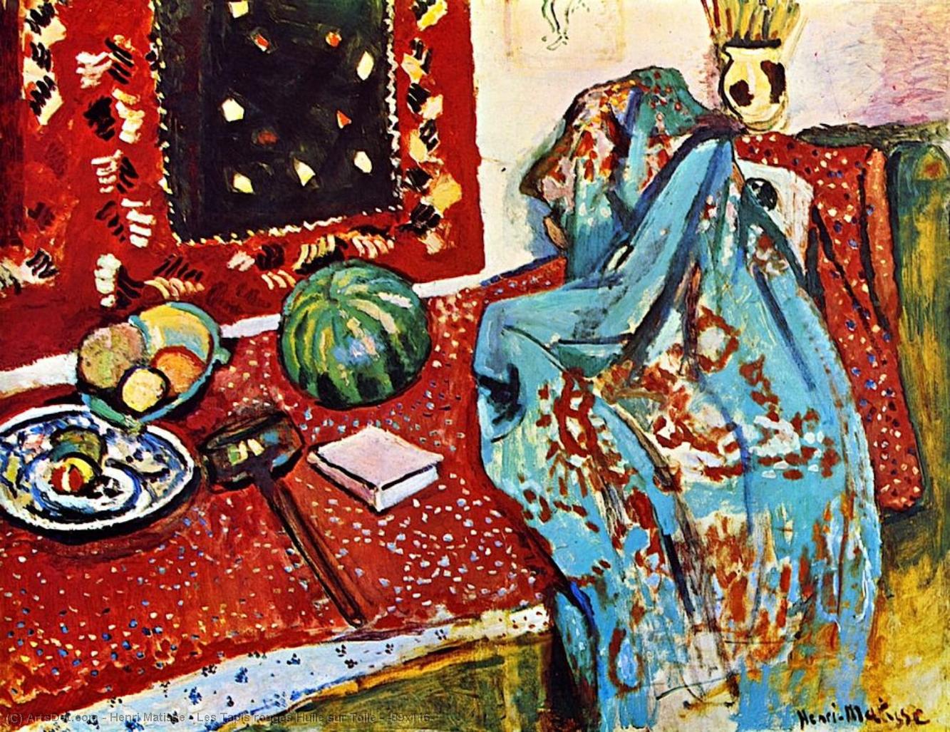 Wikioo.org – L'Encyclopédie des Beaux Arts - Peinture, Oeuvre de Henri Matisse - les rouges tapis de huile toile  -   89x116