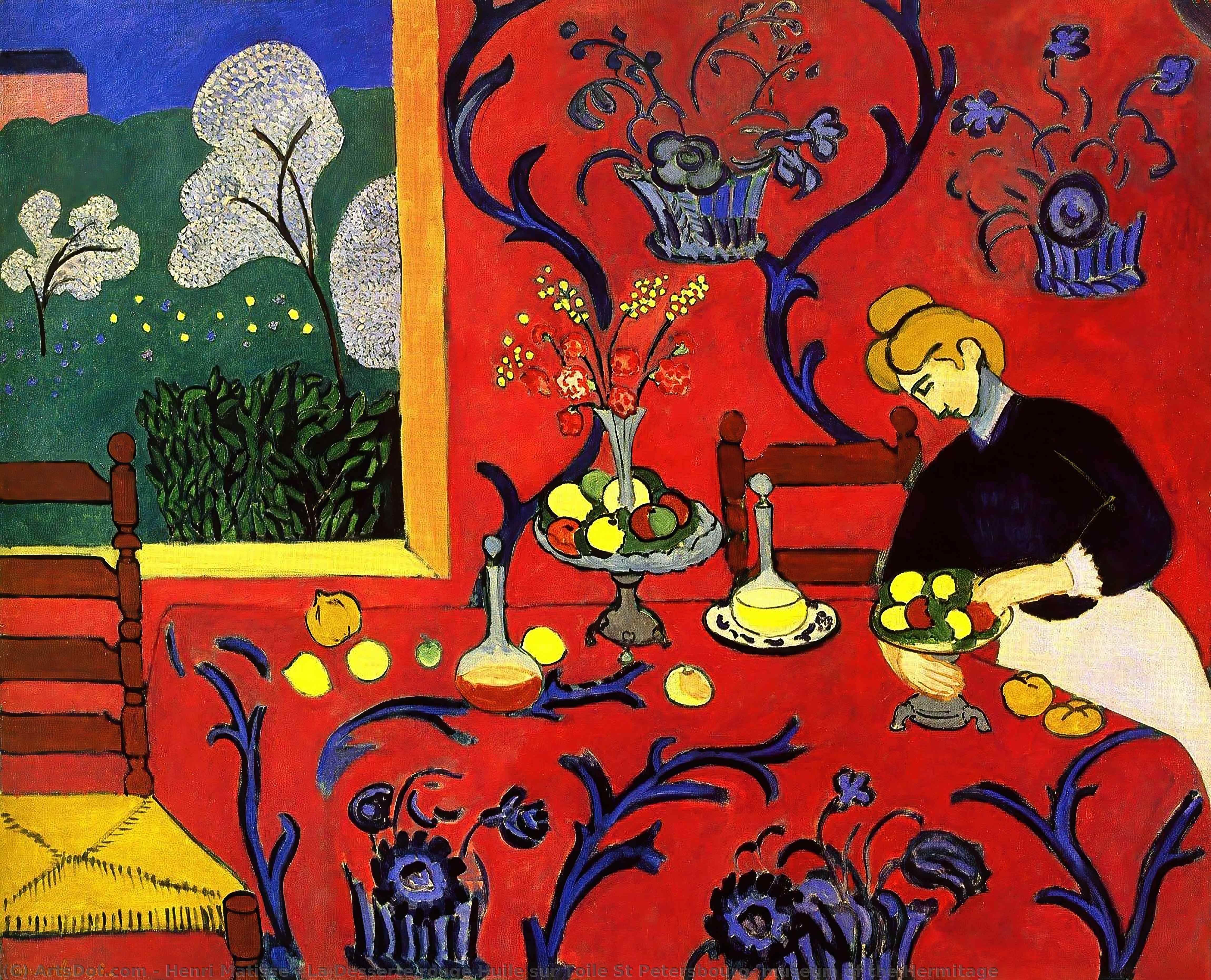 WikiOO.org - Енциклопедия за изящни изкуства - Живопис, Произведения на изкуството Henri Matisse - La Desserte rouge Huile sur Toile St Petersbourg, museum of the Hermitage