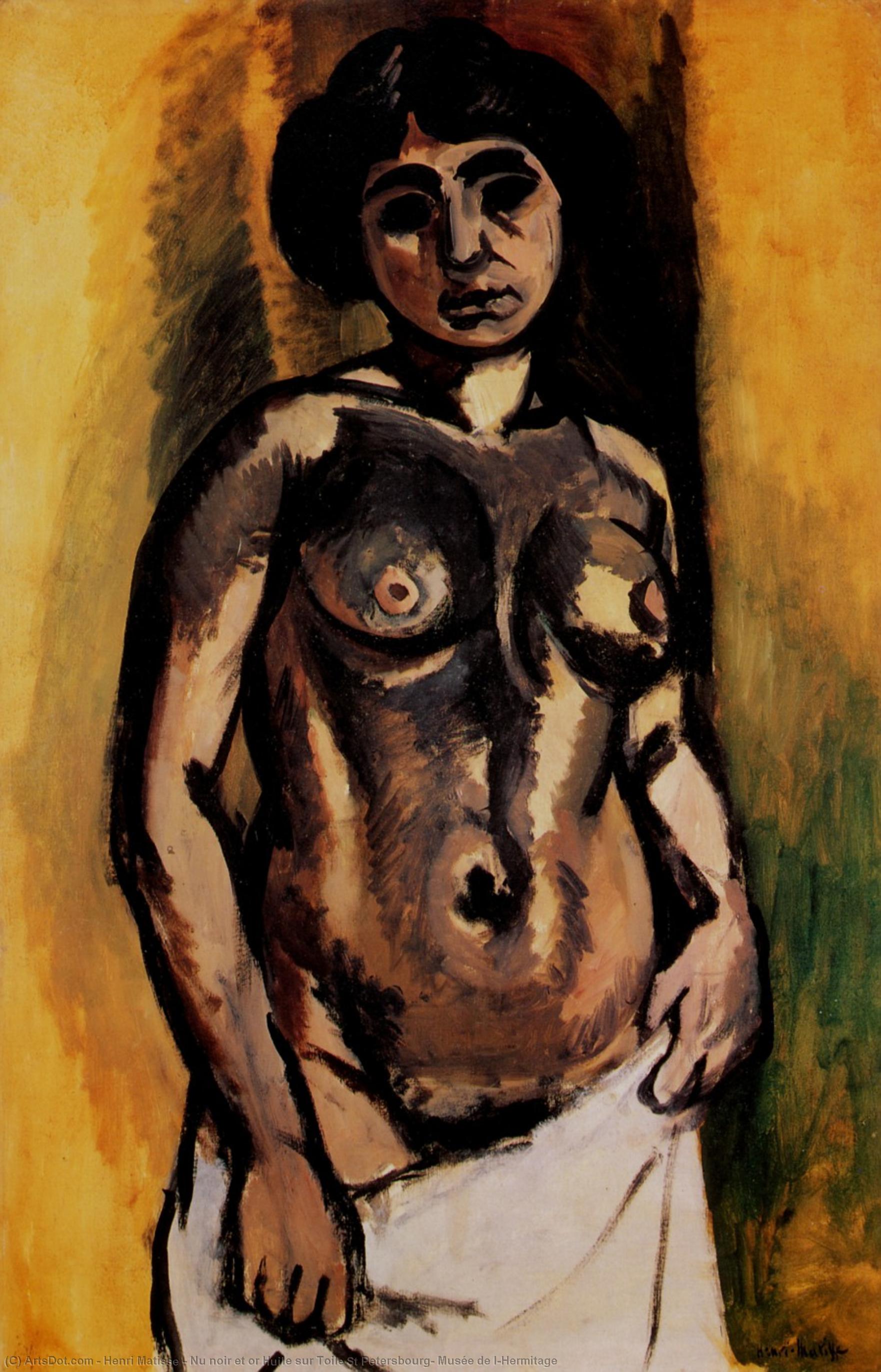 Wikioo.org - สารานุกรมวิจิตรศิลป์ - จิตรกรรม Henri Matisse - Nu noir et or Huile sur Toile St Petersbourg, Musée de l'Hermitage