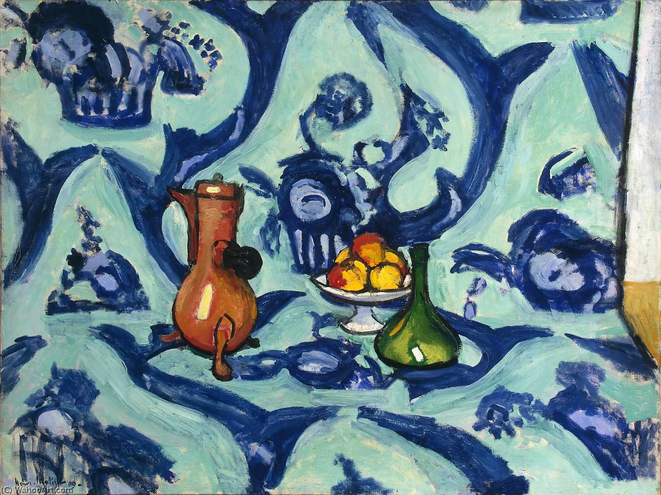 Wikioo.org - The Encyclopedia of Fine Arts - Painting, Artwork by Henri Matisse - Nature morte camaîeu bleu Huile sur Toile St Petersbourg, museum of the Hermitage