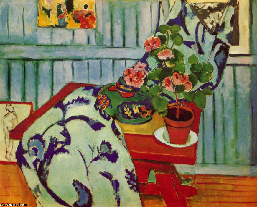 Wikioo.org - The Encyclopedia of Fine Arts - Painting, Artwork by Henri Matisse - Nature morte au géranium Huile sur Toile - (94)