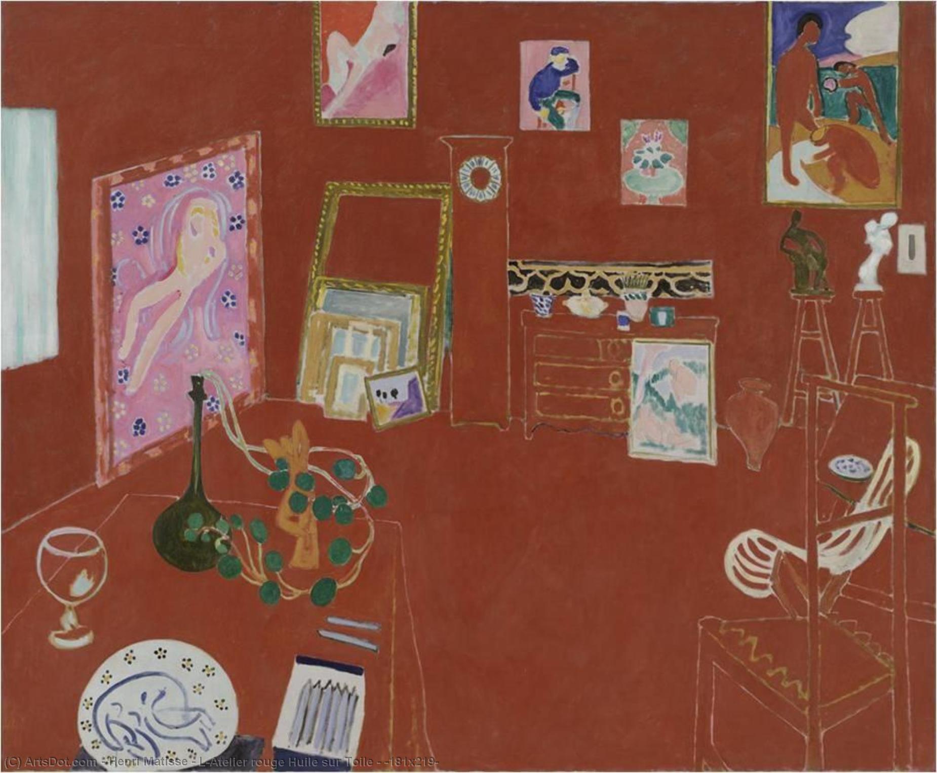 WikiOO.org - Энциклопедия изобразительного искусства - Живопись, Картины  Henri Matisse - L'Atelier rouge huile sur toile - ( 181x219 )