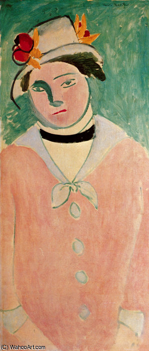 WikiOO.org - Encyclopedia of Fine Arts - Lukisan, Artwork Henri Matisse - Marguerite au chapeau de roses Huile sur Toile Collection Particulière
