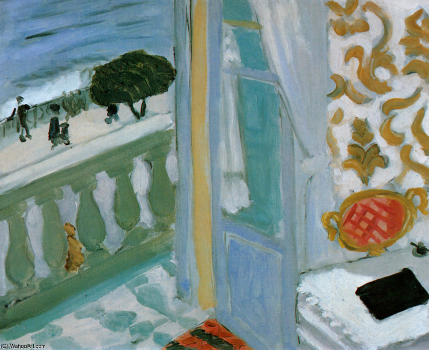 WikiOO.org - Enciklopedija dailės - Tapyba, meno kuriniai Henri Matisse - Intérieur au cahier noir, Nice Hôtel de la Méditerranée Huile sur Carton Collection Particulière
