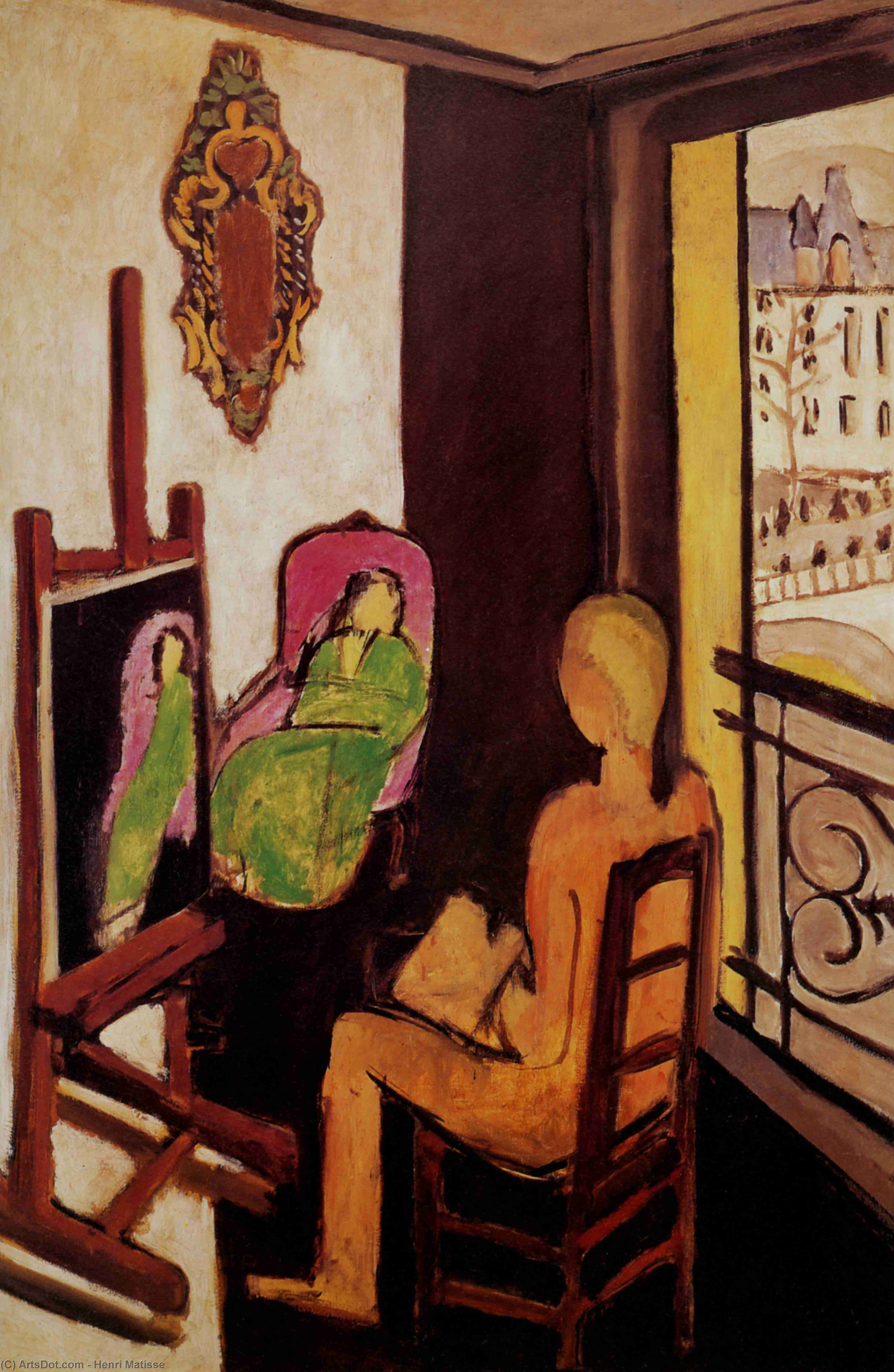 Wikioo.org - The Encyclopedia of Fine Arts - Painting, Artwork by Henri Matisse - Le Peintre dans son atelier Huile sur Toile pmdam