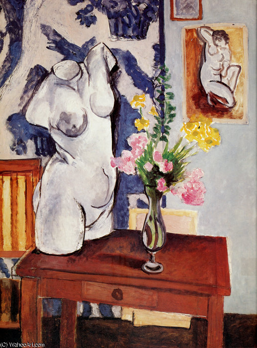 Wikioo.org - The Encyclopedia of Fine Arts - Painting, Artwork by Henri Matisse - Torse de plâtre et bouquet Huile sur Toile Sao Paulo, Museu de Arte