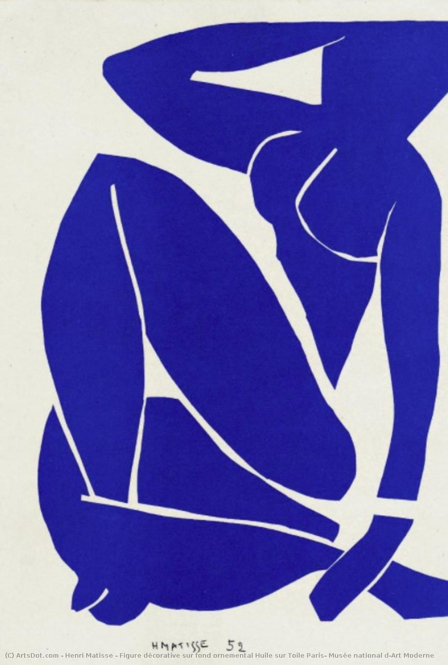 Wikoo.org - موسوعة الفنون الجميلة - اللوحة، العمل الفني Henri Matisse - Figure décorative sur fond ornemental Huile sur Toile Paris, Musée national d'Art Moderne