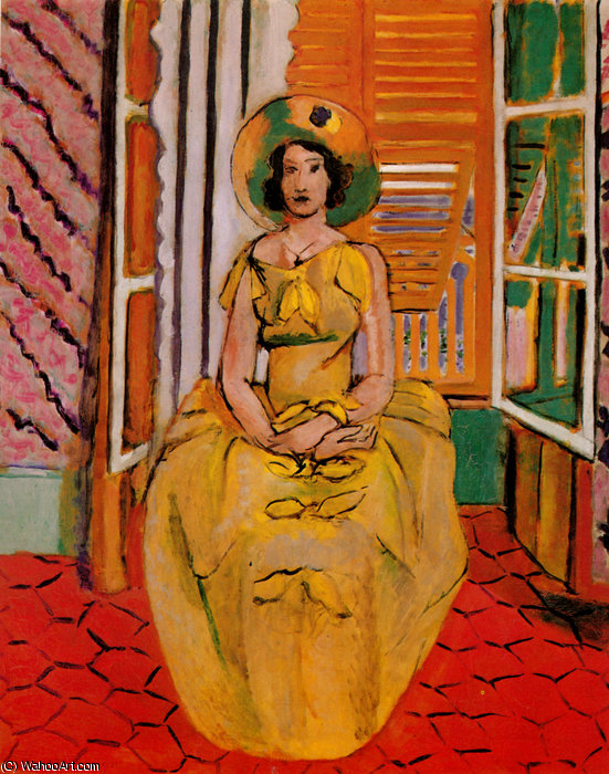 Wikoo.org - موسوعة الفنون الجميلة - اللوحة، العمل الفني Henri Matisse - La robe jaune Huile sur Toile Baltimore, Museum of Art