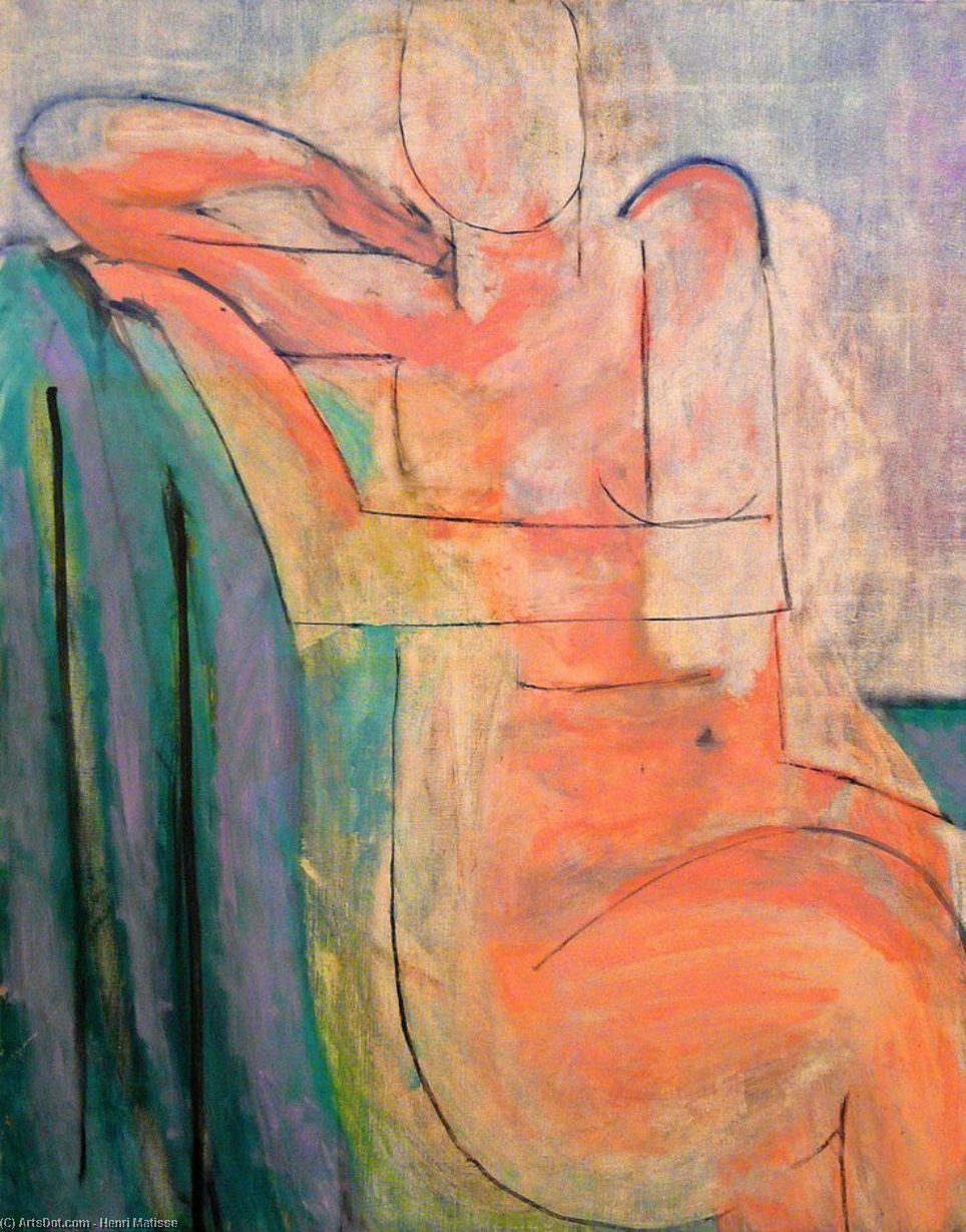 Wikioo.org - Bách khoa toàn thư về mỹ thuật - Vẽ tranh, Tác phẩm nghệ thuật Henri Matisse - Nu rose assis Huile sur Toile Collection Particulière