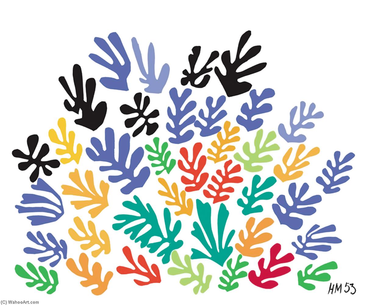 Wikoo.org - موسوعة الفنون الجميلة - اللوحة، العمل الفني Henri Matisse - La Gerbe, projet de céramique Gouache découpée Los Angeles, Art Galleries