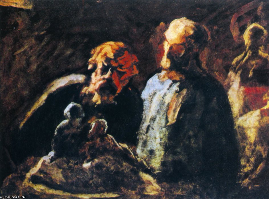 Wikioo.org - The Encyclopedia of Fine Arts - Painting, Artwork by Honoré Daumier - L'Atelier du sculpteur, huile sur panneau The Workshop of the sculptor, oils on panel