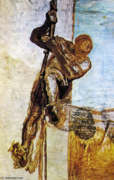 WikiOO.org - Encyclopedia of Fine Arts - Maľba, Artwork Honoré Daumier - L'Homme à la corde, huile sur toile The Man with the cord, oils on fabric