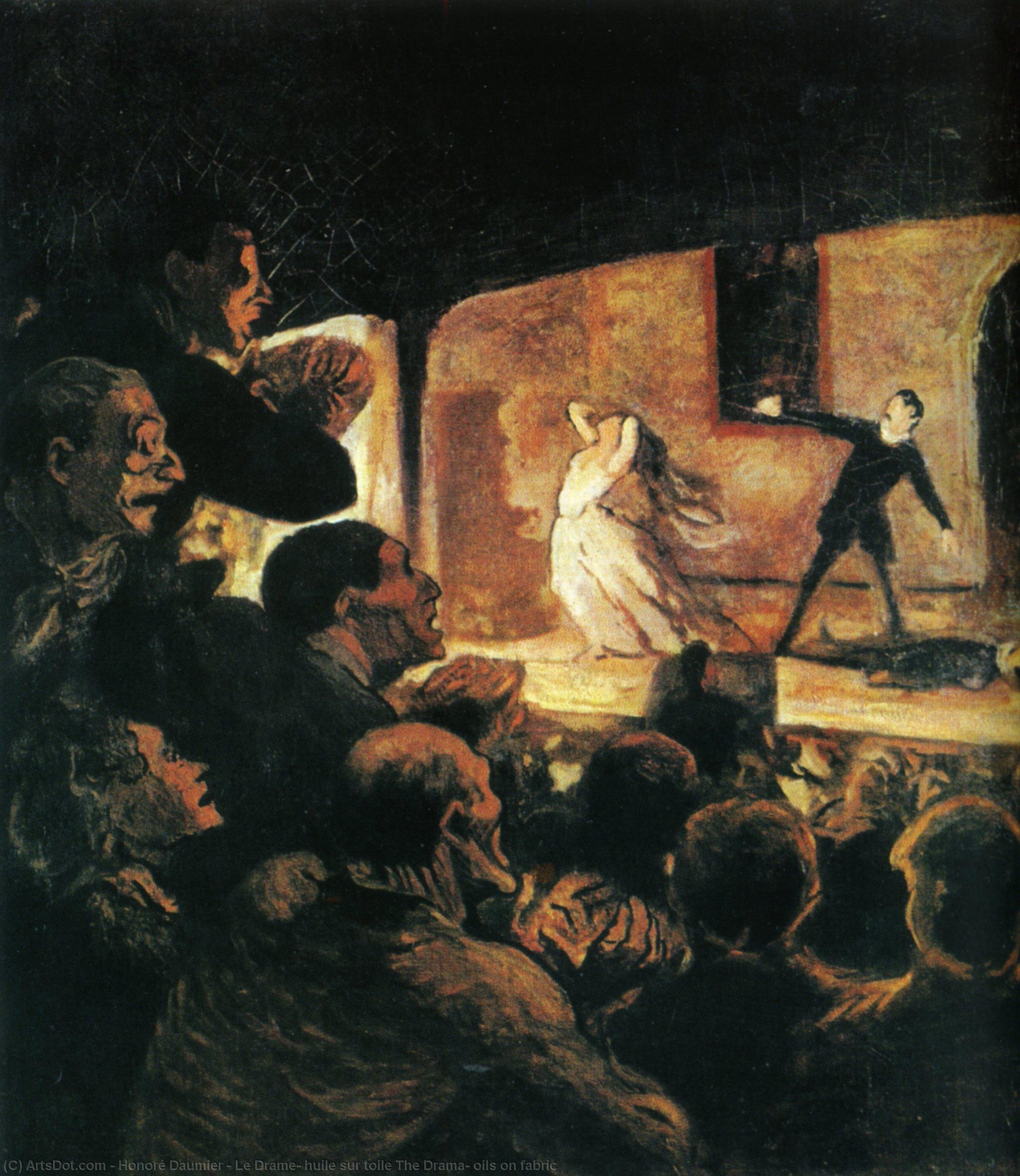 Wikioo.org - The Encyclopedia of Fine Arts - Painting, Artwork by Honoré Daumier - Le Drame, huile sur toile The Drama, oils on fabric
