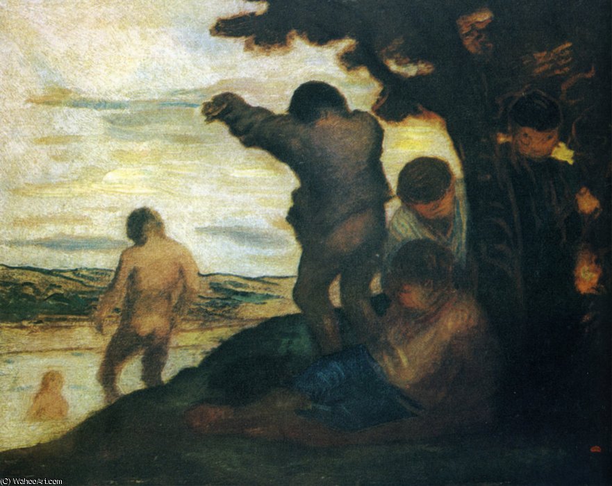 Wikioo.org - The Encyclopedia of Fine Arts - Painting, Artwork by Honoré Daumier - les baigneurs bathers