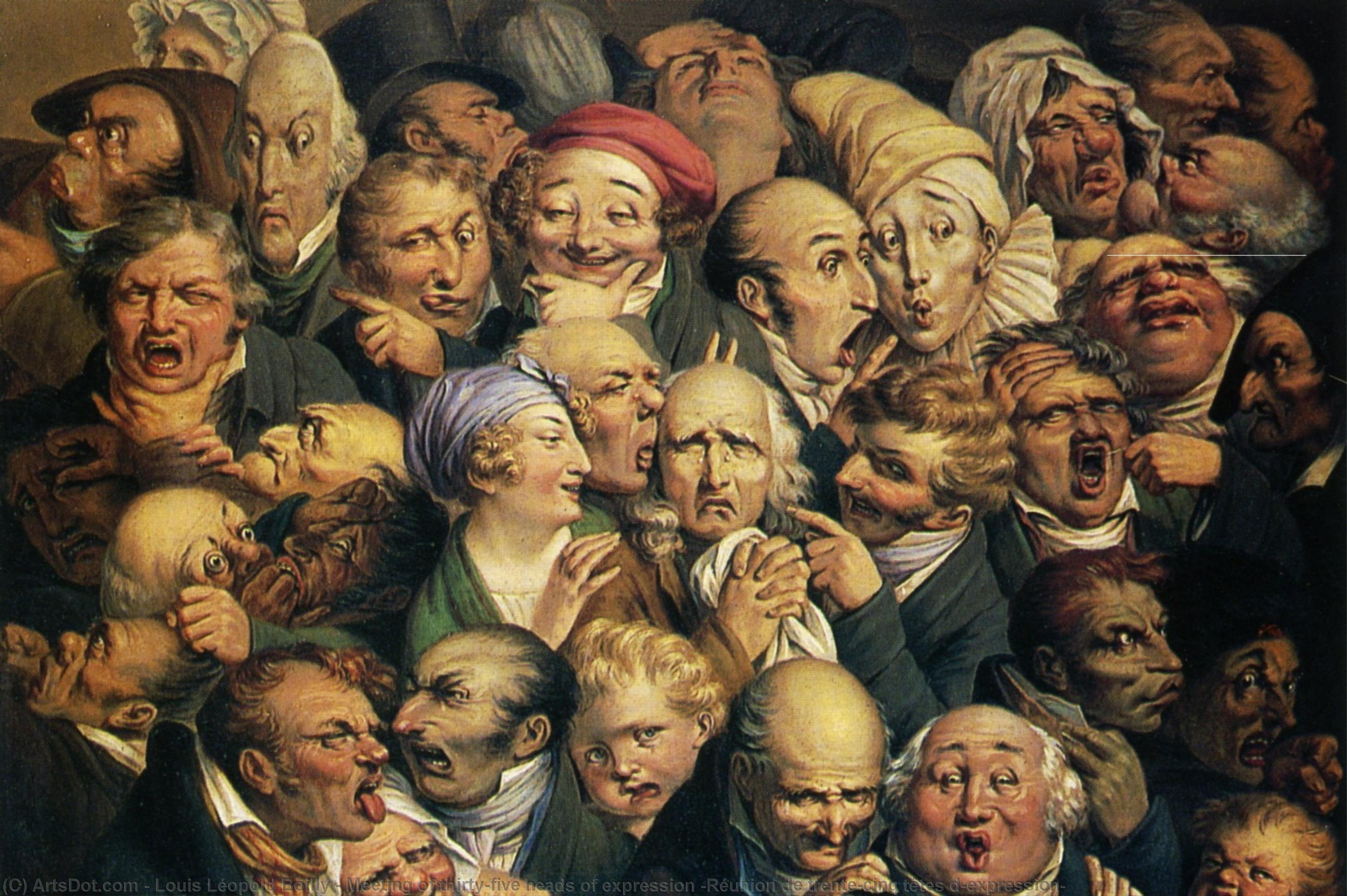 WikiOO.org - Encyclopedia of Fine Arts - Maleri, Artwork Louis Léopold Boilly - Meeting of thirty-five heads of expression (Réunion de trente-cinq têtes d'expression)