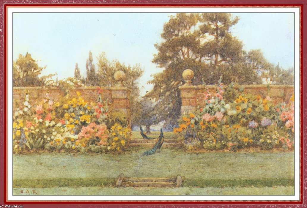 Wikioo.org – L'Encyclopédie des Beaux Arts - Peinture, Oeuvre de Ernest Arthur Rowe - Peacock En-jardin à