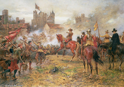 Wikioo.org - The Encyclopedia of Fine Arts - Painting, Artwork by Ernest Crofts - Cromwell At The Storming Of Basing House