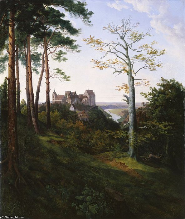 WikiOO.org - Encyclopedia of Fine Arts - Maleri, Artwork Ernst Ferdinand Oehme - Colditz Castle
