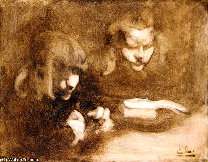 WikiOO.org - Encyclopedia of Fine Arts - Maleri, Artwork Eugène Anatole Carrière - Reading