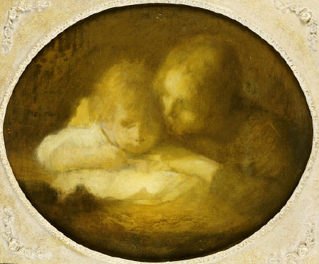 Wikioo.org – La Enciclopedia de las Bellas Artes - Pintura, Obras de arte de Eugène Anatole Carrière - La lección de escritura