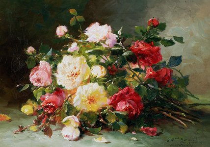 WikiOO.org - אנציקלופדיה לאמנויות יפות - ציור, יצירות אמנות Eugene Henri Cauchois - A Bouquet Of Roses
