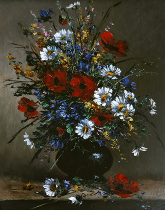 WikiOO.org - Енциклопедия за изящни изкуства - Живопис, Произведения на изкуството Eugene Henri Cauchois - Poppies And Daisies -