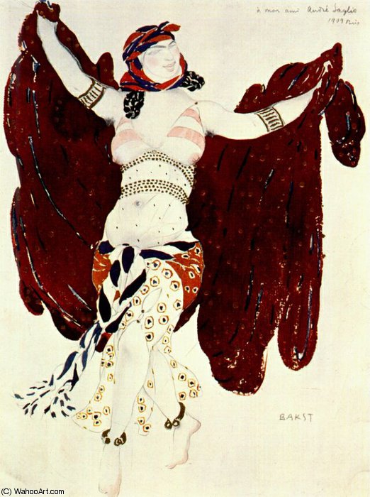 Wikioo.org - The Encyclopedia of Fine Arts - Painting, Artwork by Leon Bakst - cleopatre syrian dance