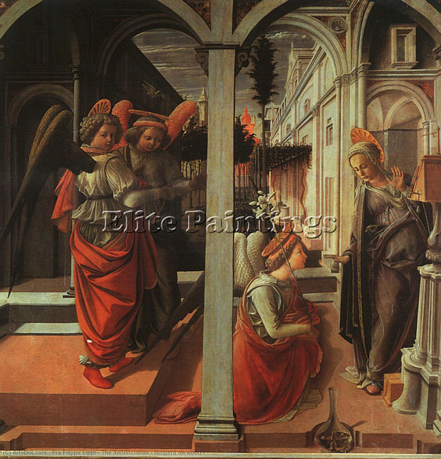 WikiOO.org - אנציקלופדיה לאמנויות יפות - ציור, יצירות אמנות Fra Filippo Lippi - The Annunciation - tempera on wood -