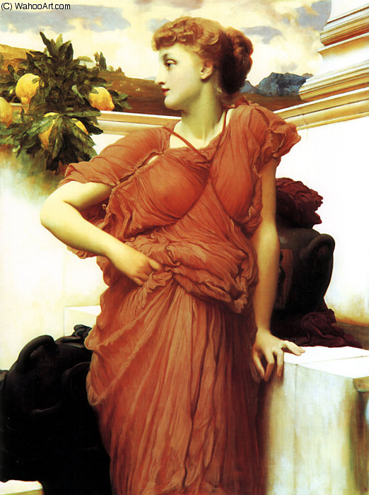 Wikioo.org - The Encyclopedia of Fine Arts - Painting, Artwork by Lord Frederic Leighton - at the fountain