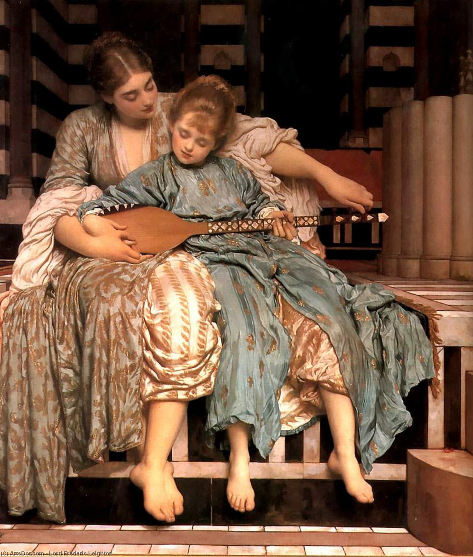 WikiOO.org - אנציקלופדיה לאמנויות יפות - ציור, יצירות אמנות Lord Frederic Leighton - Music lesson - -
